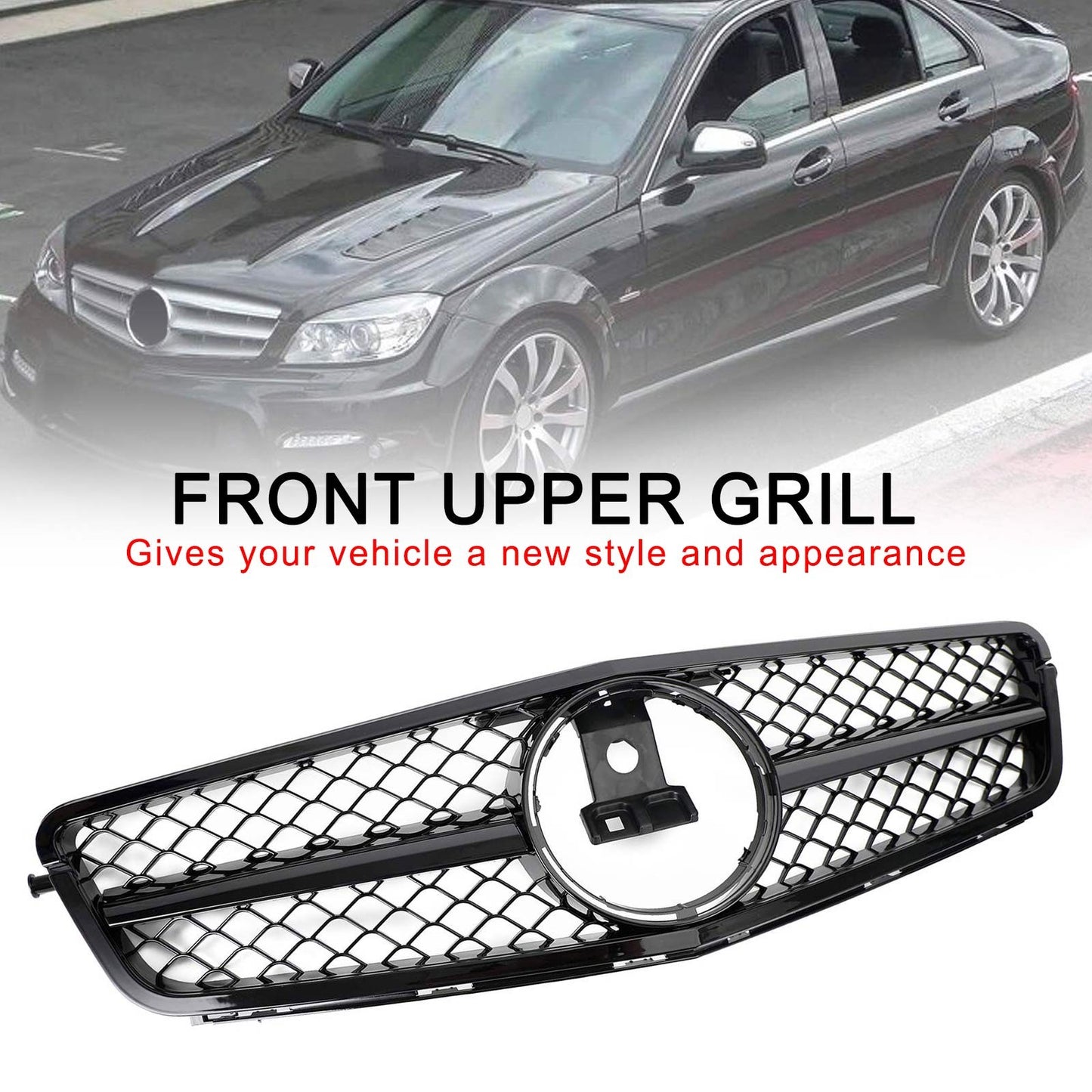 ??Front Bumper Grille Grill For C-Class Benz W204 C300 C350 2008-2014 2013 w/LED