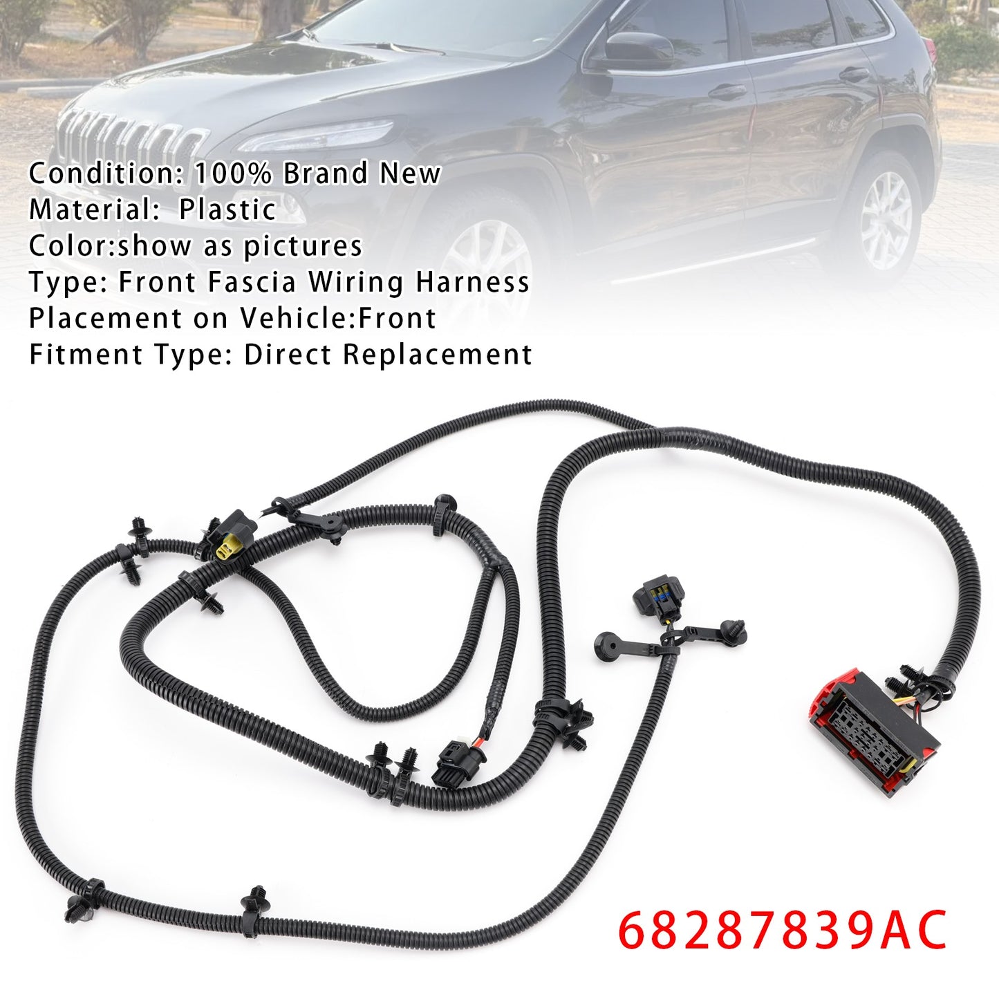 Front Fascia Wiring Harness 68287839AC For Jeep Cherokee 2019