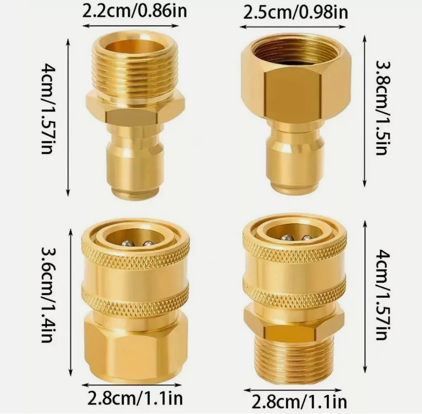 4Pc Pressure Washer Adapter Set Quick Disconnect Kit M22 Swivel to 3/8'' Connect