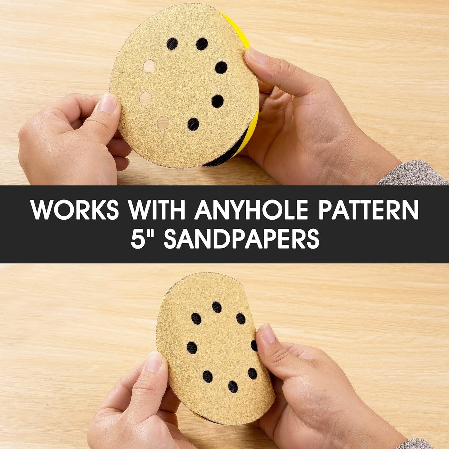 2PCS 5 in Mouse Round Hand Sander Sanding Block Tools Hook Loop Disc Backing Pad