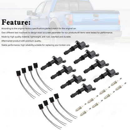 8X lgnition Coil +Spark Plug+Connector FD508  DG511 For Ford F150 5.4L 2004-2010