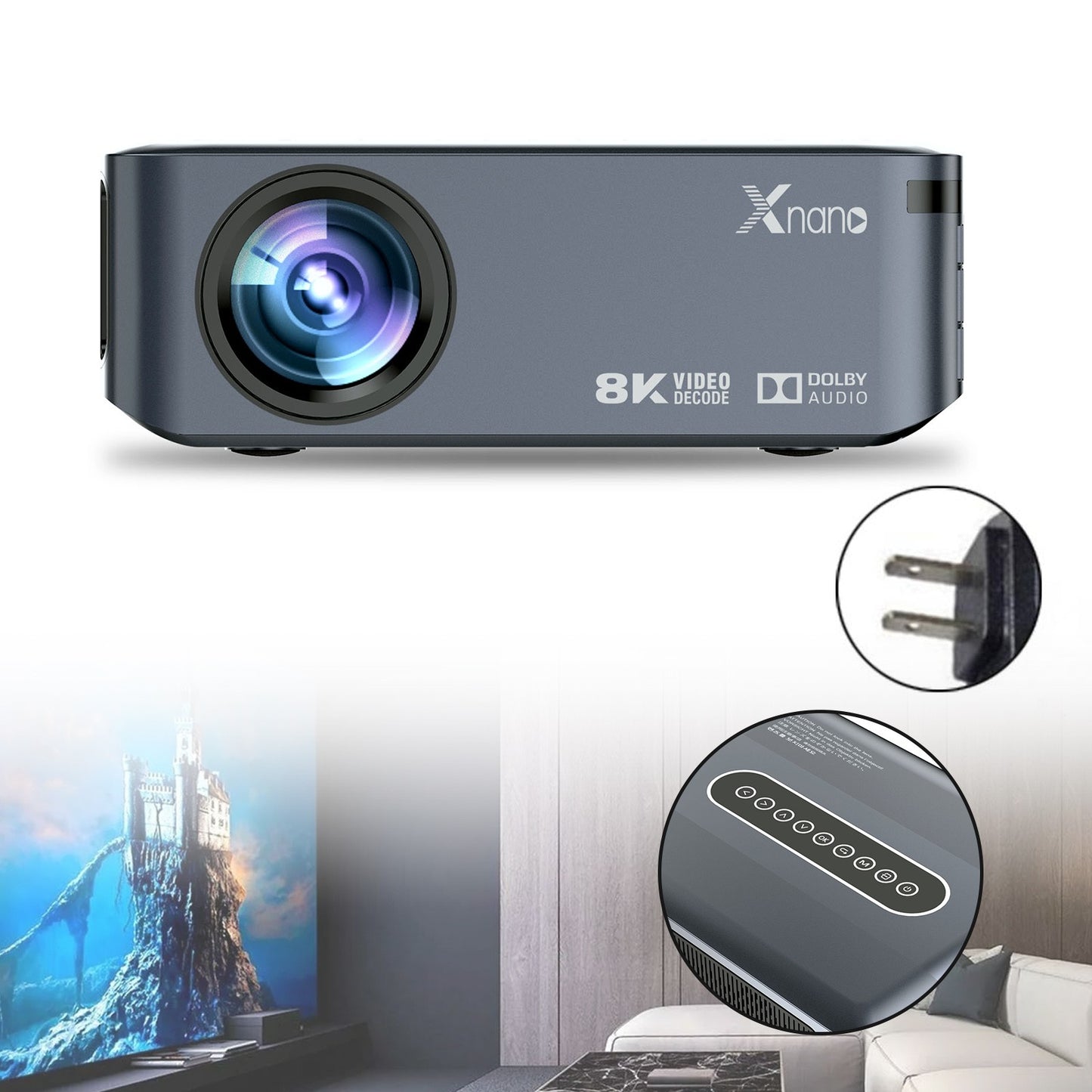 Ultra HD 8K Decoding Projection 1080p Android Movie Projector Home Phone Laptops