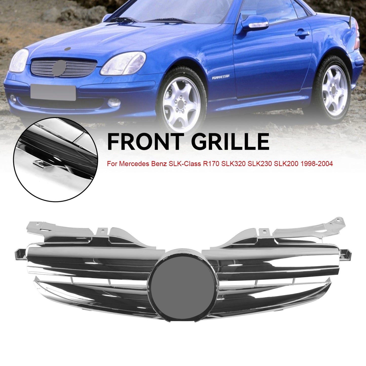 Front Bumper Grill Grille Fit Mercedes Benz SLK-Class R170 SLK200 SLK230 SLK320