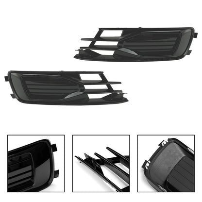 2PCS Front Bumper Foglight Cover Grill Grille Fit Audi A6 C7 2014-2018 Black