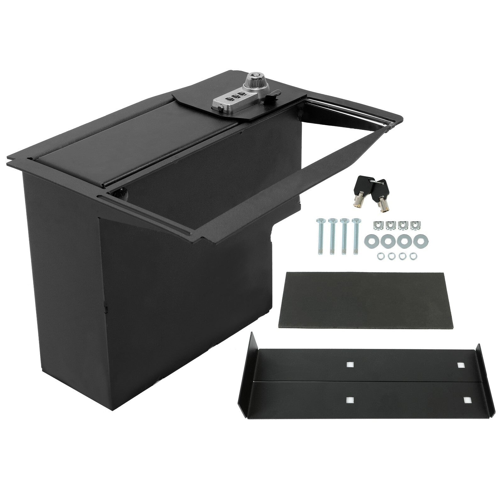 Solid Spare Floor Center Console Lock Safe Storage For 15-20 F150/Raptors 17-22 F250 F350