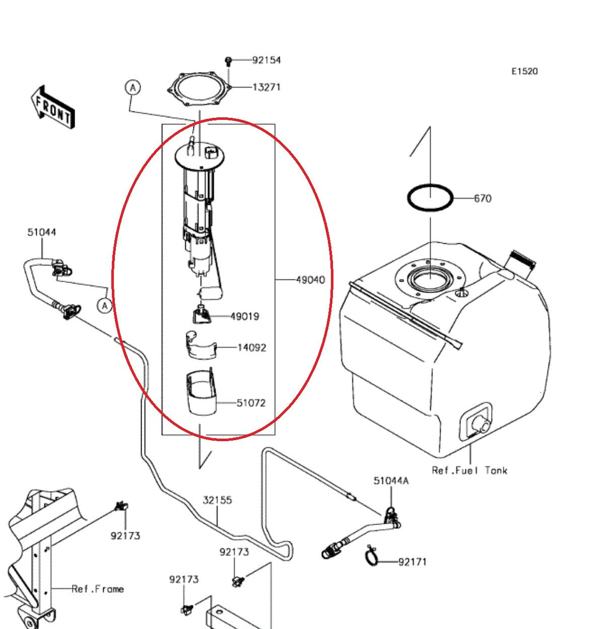 Fuel Pump Assembly For 2014-2020 Kawasaki Mule Teryx - 49040-0716, 49040-0733