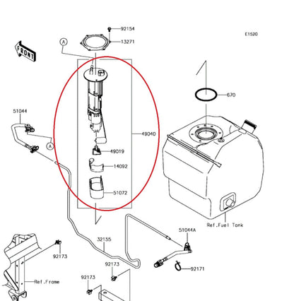 Fuel Pump Assembly For 2014-2020 Kawasaki Mule Teryx - 49040-0716, 49040-0733