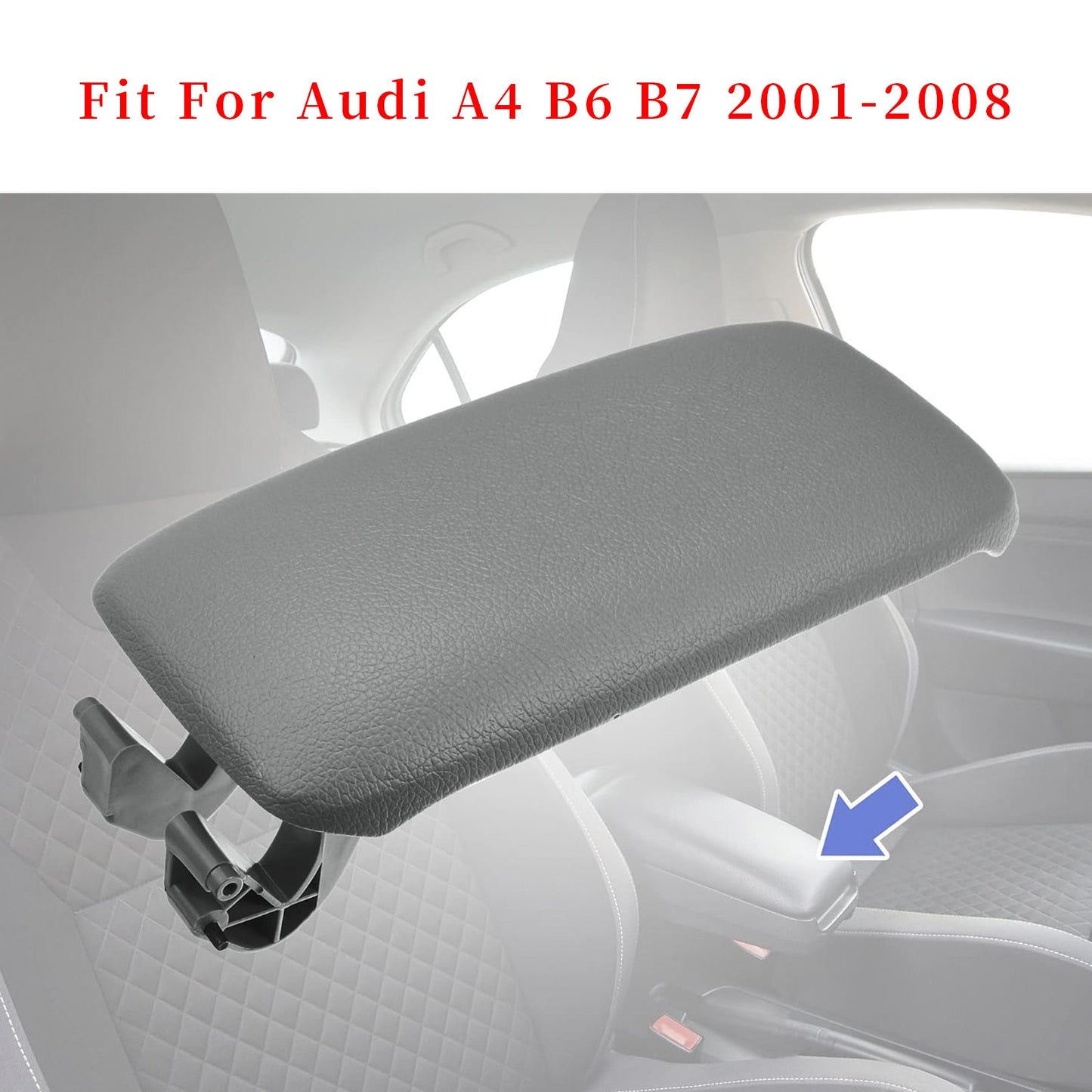 Gray Leather Armrest Centre Console Lid For Audi A4 B6 B7 2001-2008 8E0864245E