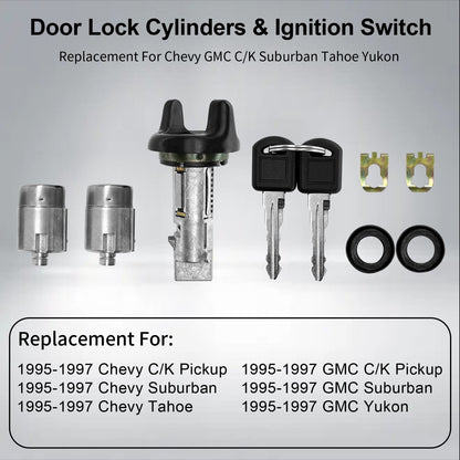 Ignition Switch & Door Lock Cylinders with Keys Fit for Chevy GMC C/K Suburban