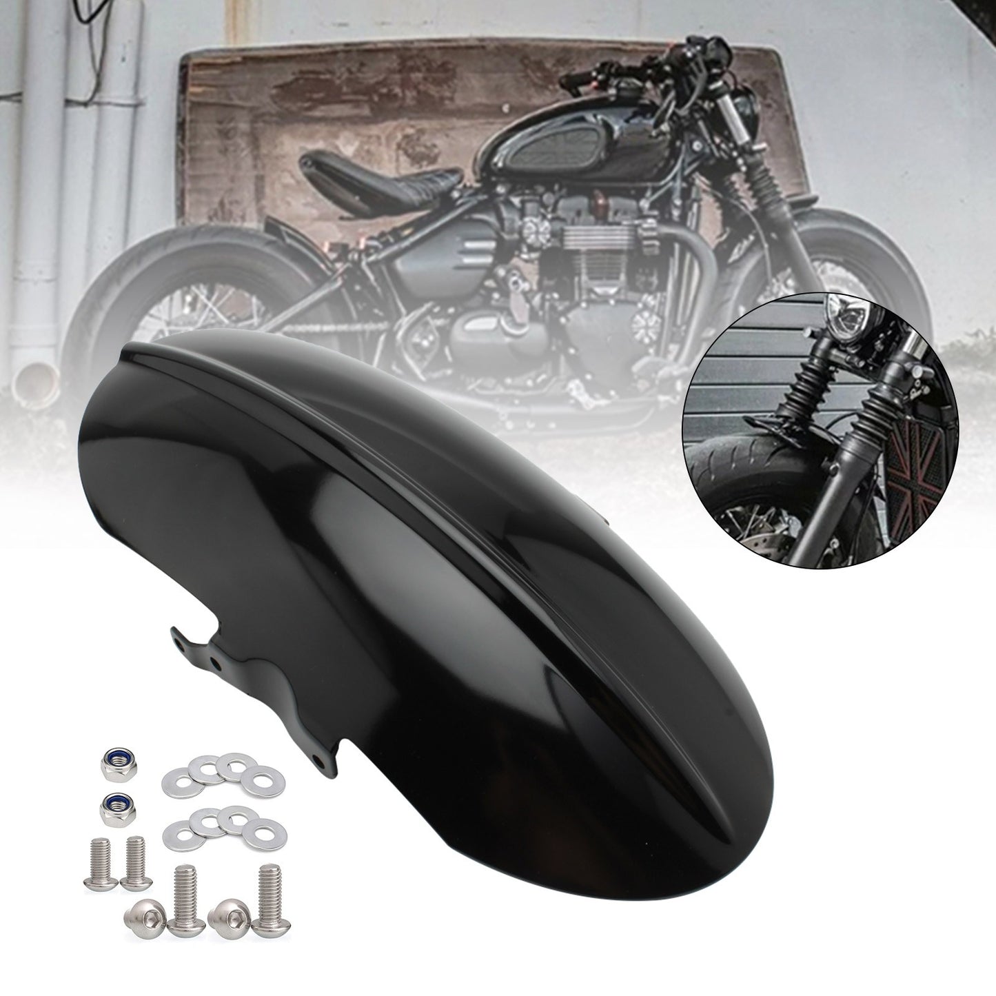 Short Front Mudguard Fit For Bonneville Speedmaster Bobber Black 1200 2018-21