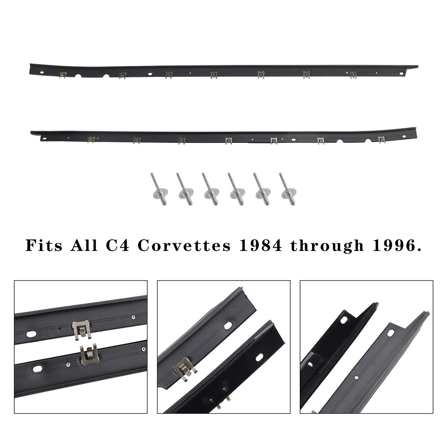 Driver + Passenger Sides Door Panel Outer Window Seals For Corvette 1984-1996 95