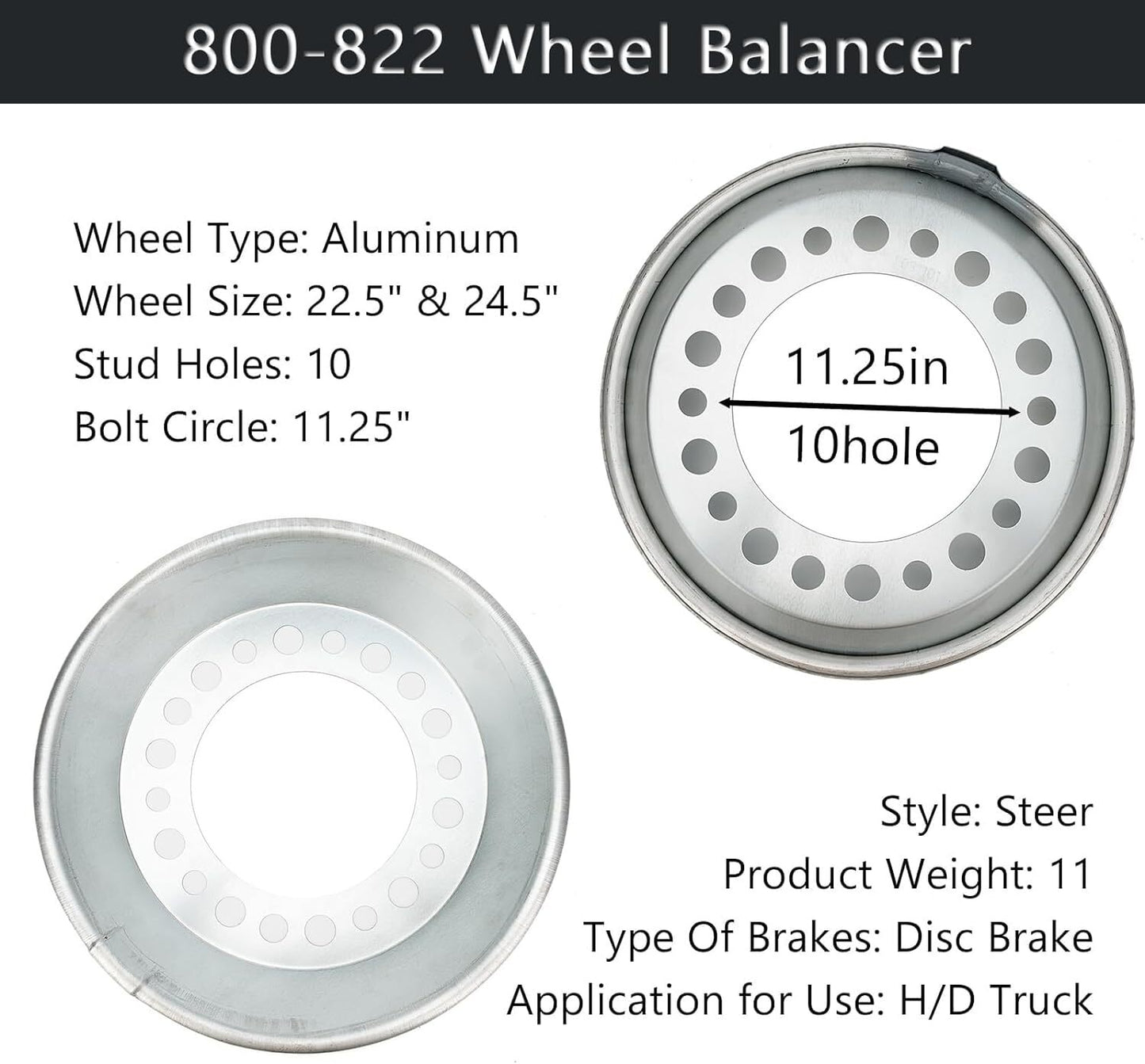 800-822 Steer Auto Wheel Balancer Fit for 22.5-24.5" Wheel  (Set of 2) FAST SHIP