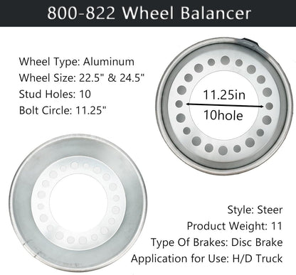 800-822 Steer Auto Wheel Balancer Fit for 22.5-24.5" Wheel  (Set of 2) FAST SHIP