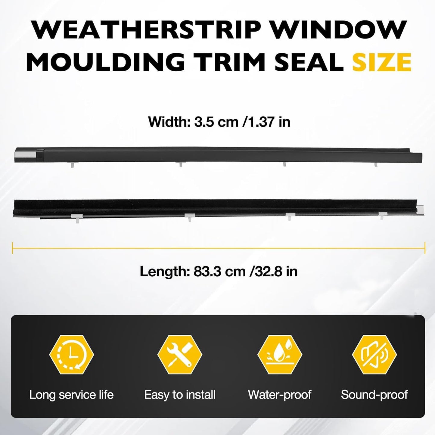 2X Front Weatherstrip Door Window Moulding Trim Seal Set For 95-04 Toyota Tacoma