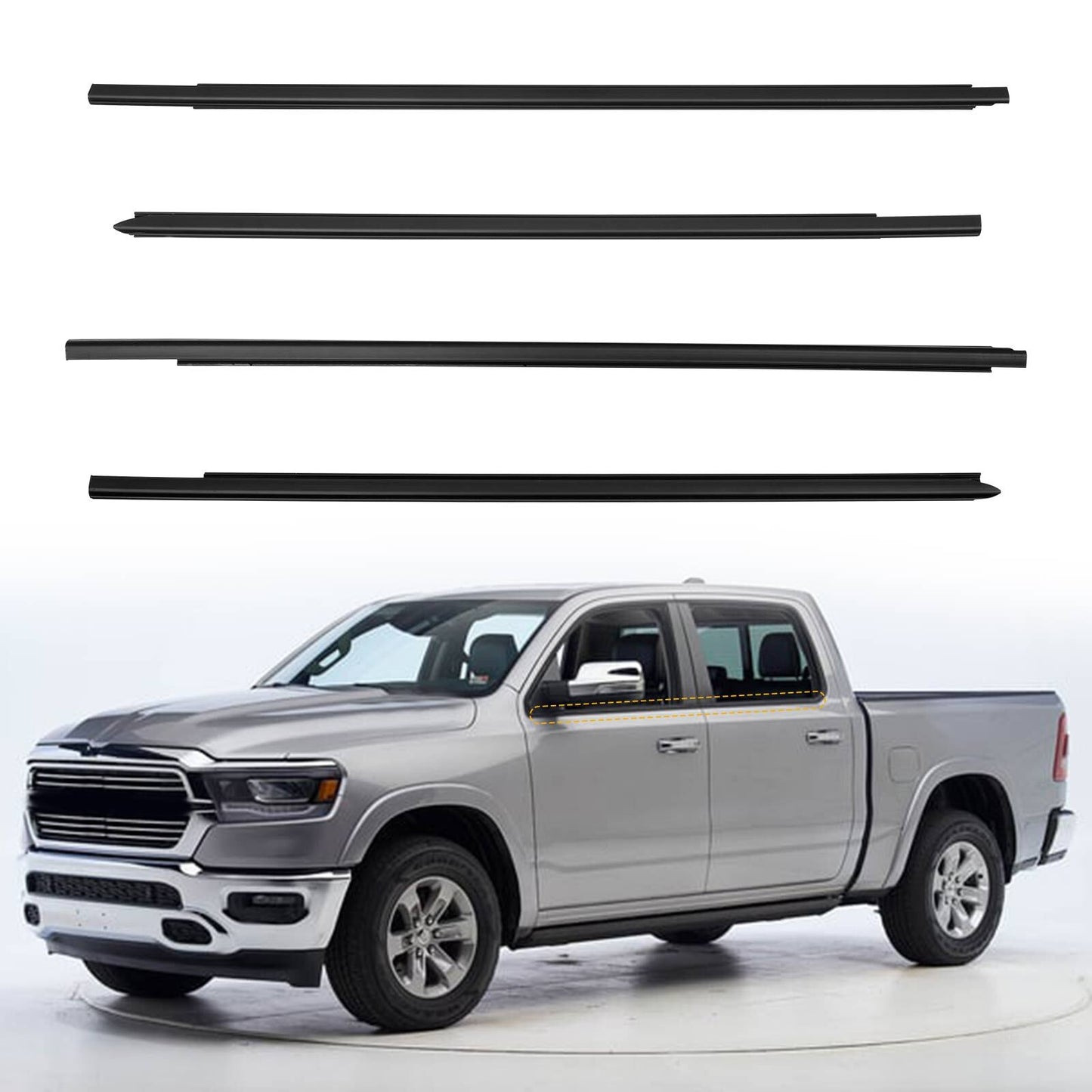4x Weatherstrip Window Moulding Trim Seal Belt Kit For 09-23 Dodge Ram 1500 2500