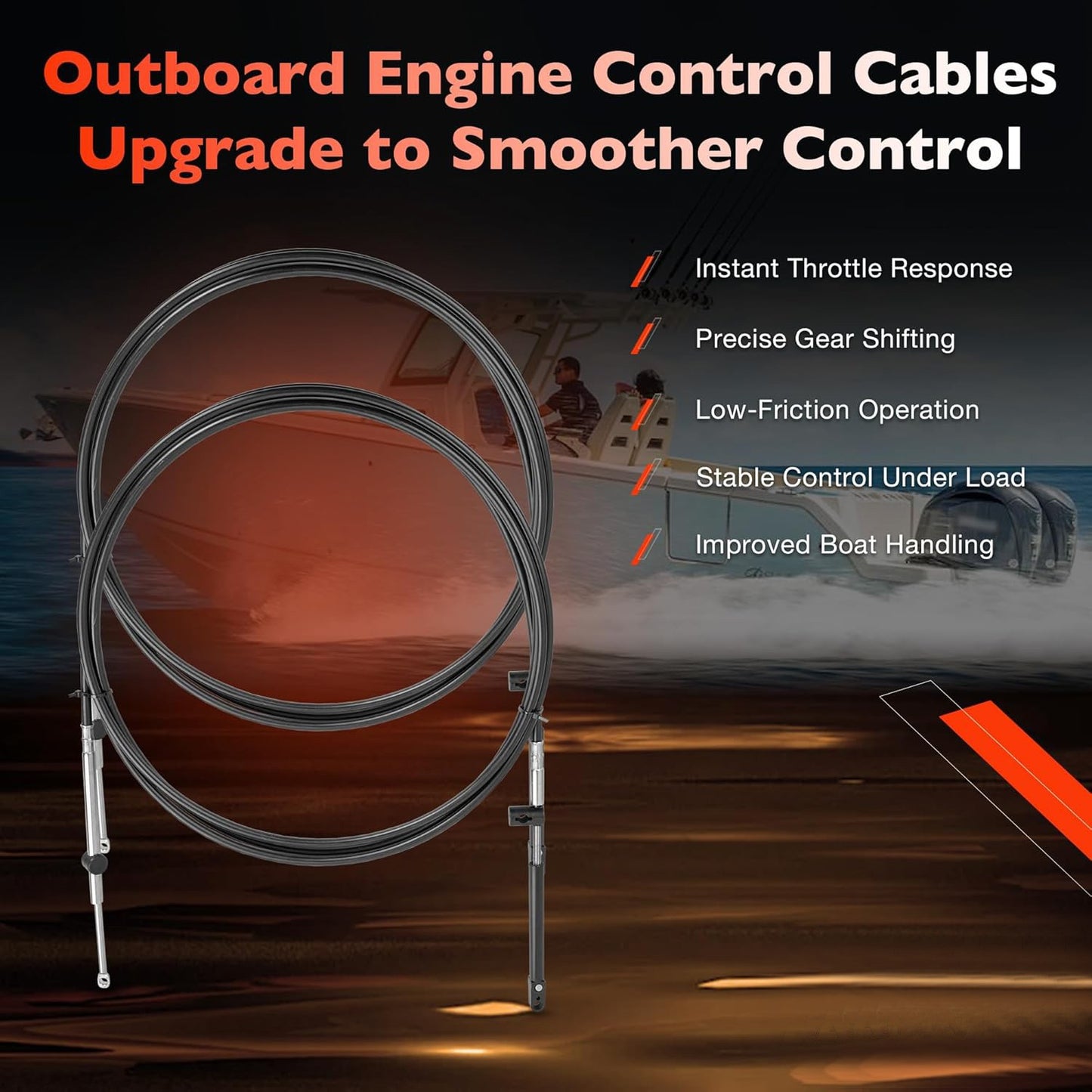 2Pcs 18FT Outboard Throttle Shift Control Cables GEN 1 For Mercury MerCruiser
