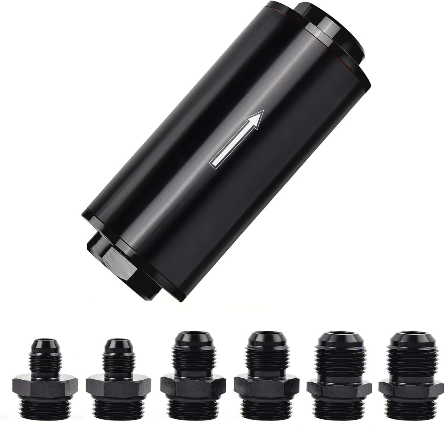 Universal 10 Micron Inline Fuel Filter w/ 6AN 8AN 10AN Adapters 50mm Fuel Filter