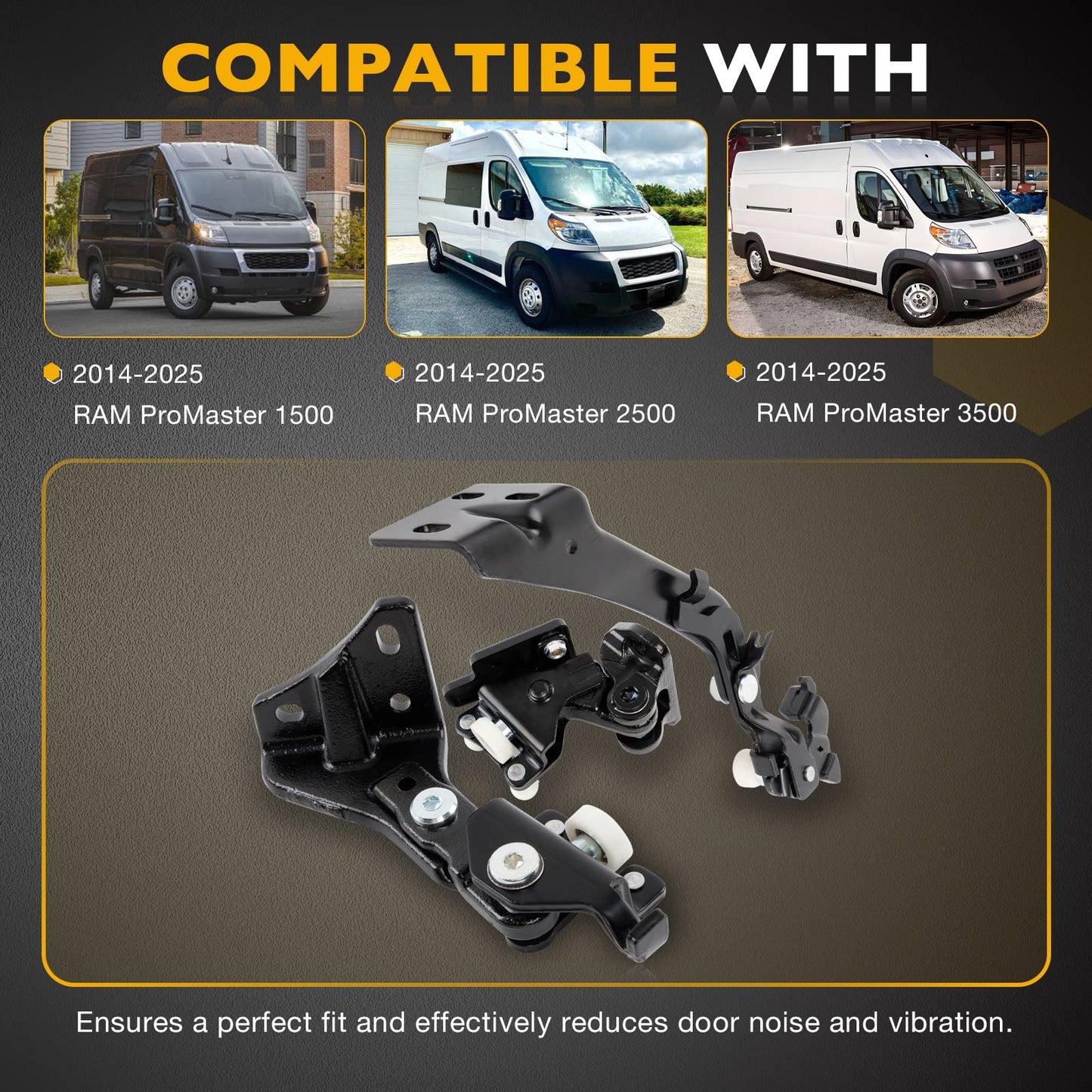 Upper & Middle & lower Right Sliding Door Roller Kit For 2014-2025 Ram ProMaster