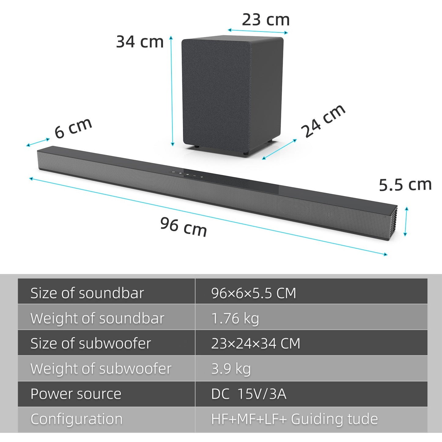Bluetooth Subwoofer Audio Wireless Home Theater Soundbar Echo Wall Speaker