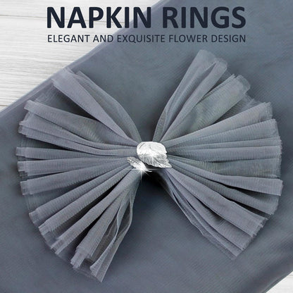 ??12PCS Silver Napkin Rings Leaf Napkin Holder Adornmen Alloy