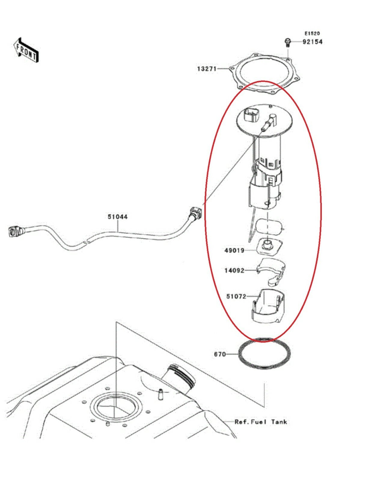 Fuel Pump Assembly For 2014-2020 Kawasaki Mule Teryx - 49040-0716, 49040-0733