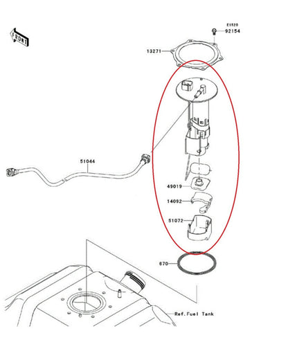 Fuel Pump Assembly For 2014-2020 Kawasaki Mule Teryx - 49040-0716, 49040-0733