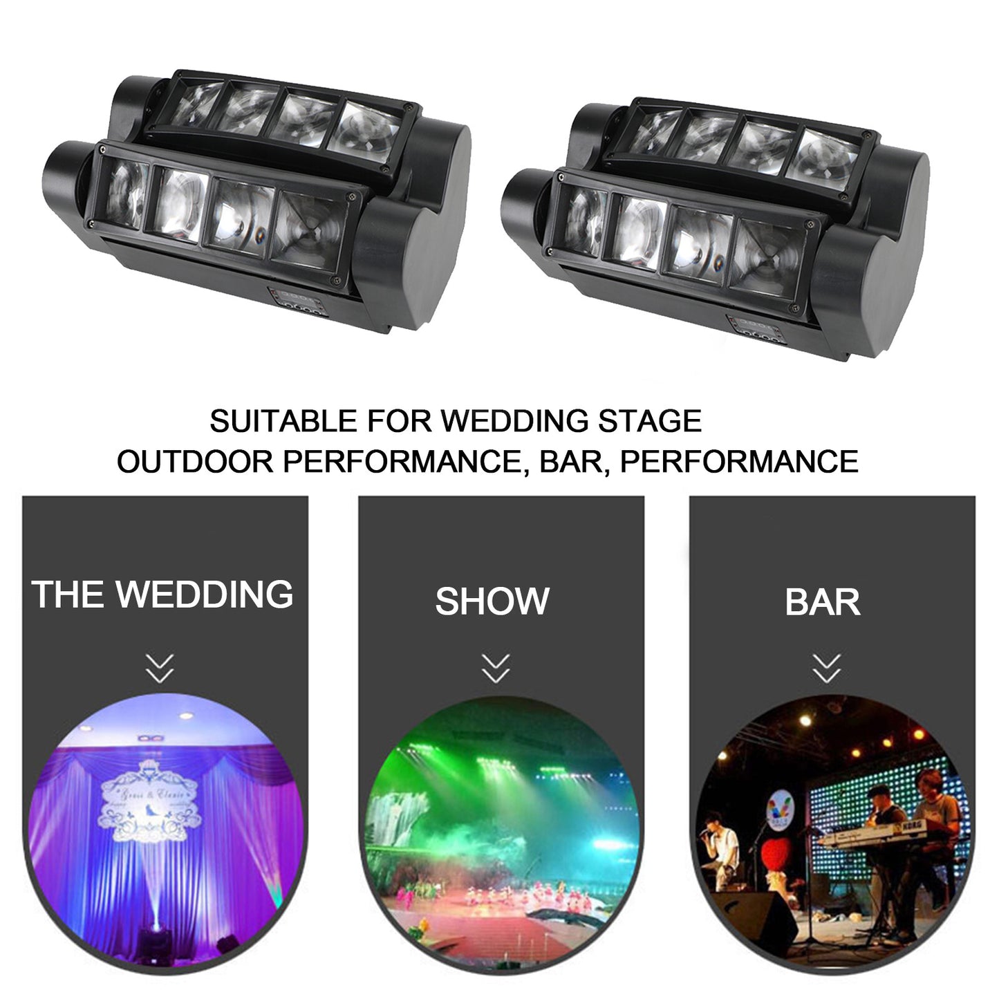 2x 80W 8LED RGBW Spider Moving Head Stage Lighting Beam DMX Party DJ Lighting US