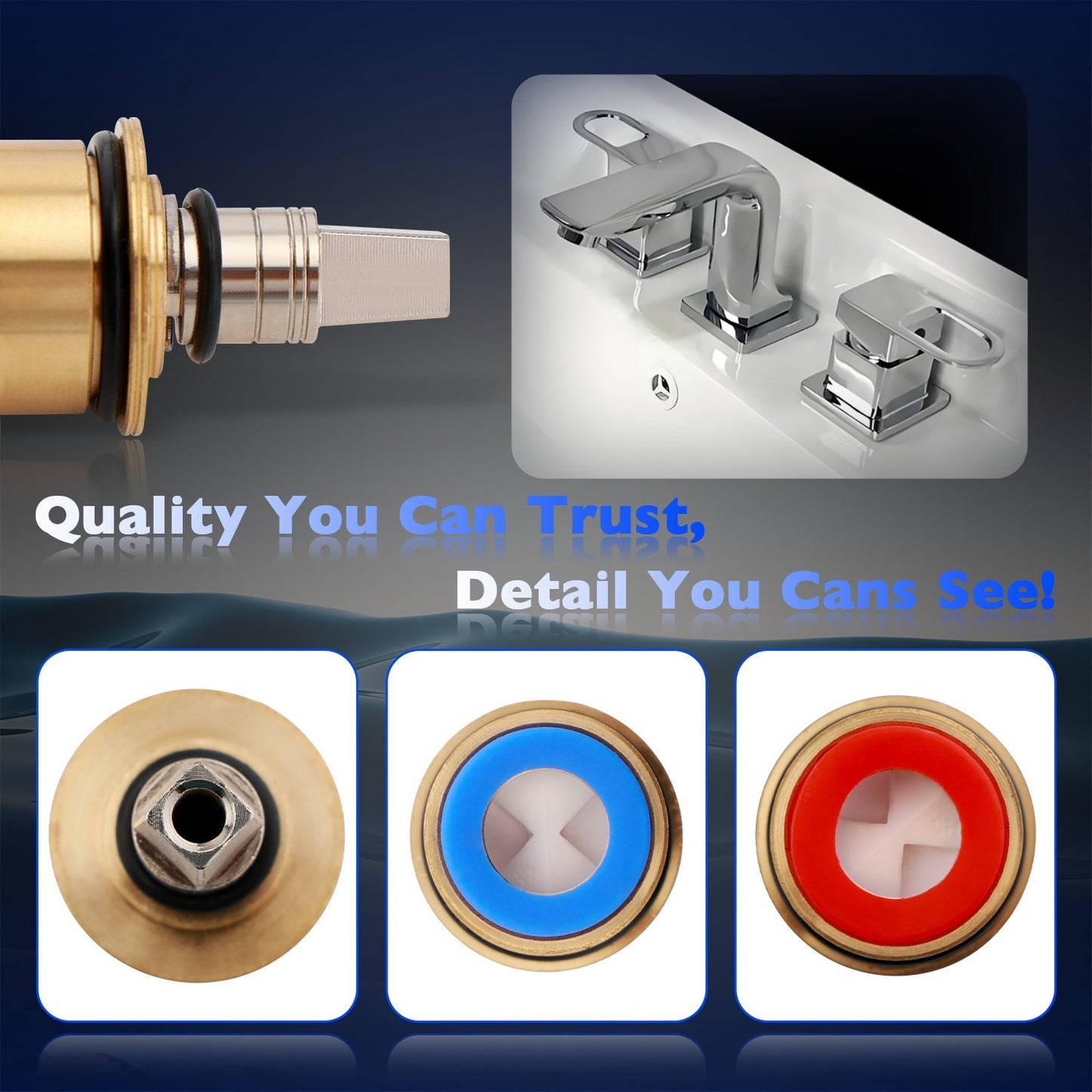 Ceramic 1/4-Turn Cold & Hot Valve Cartridge Kit 1-099XKJKABNF 1-100XKJKABNF