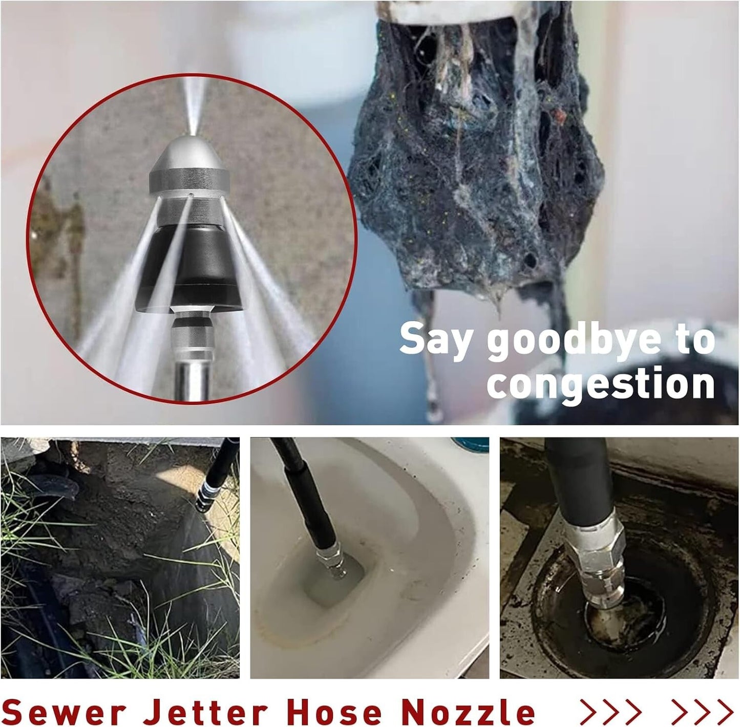 Sewer Cleaning Tool High-pressure Nozzle 5000psi Pipe Cleaner 1/4 Inch Connector