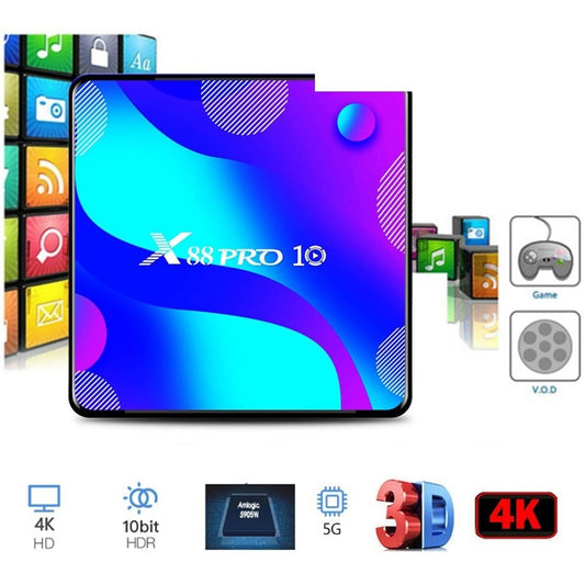 Solid Spare X88 Pro 10 Android Tv Box 11.0 Smart Tv Box Rk3318 2Gb 16Gb Support 2.4G/5G