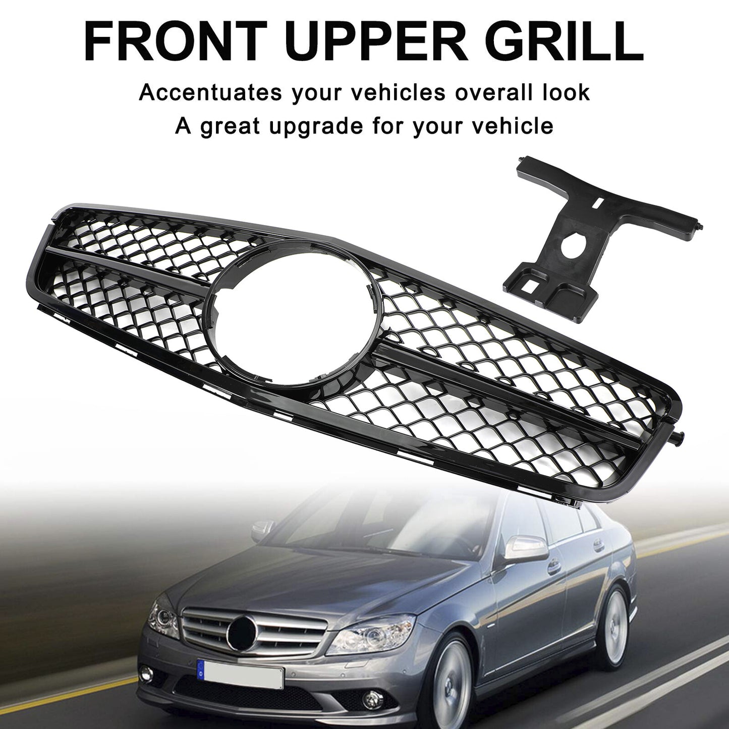 Gloss Black Grill Grille Fits Mercedes Benz W204 C250 C350 2008-13