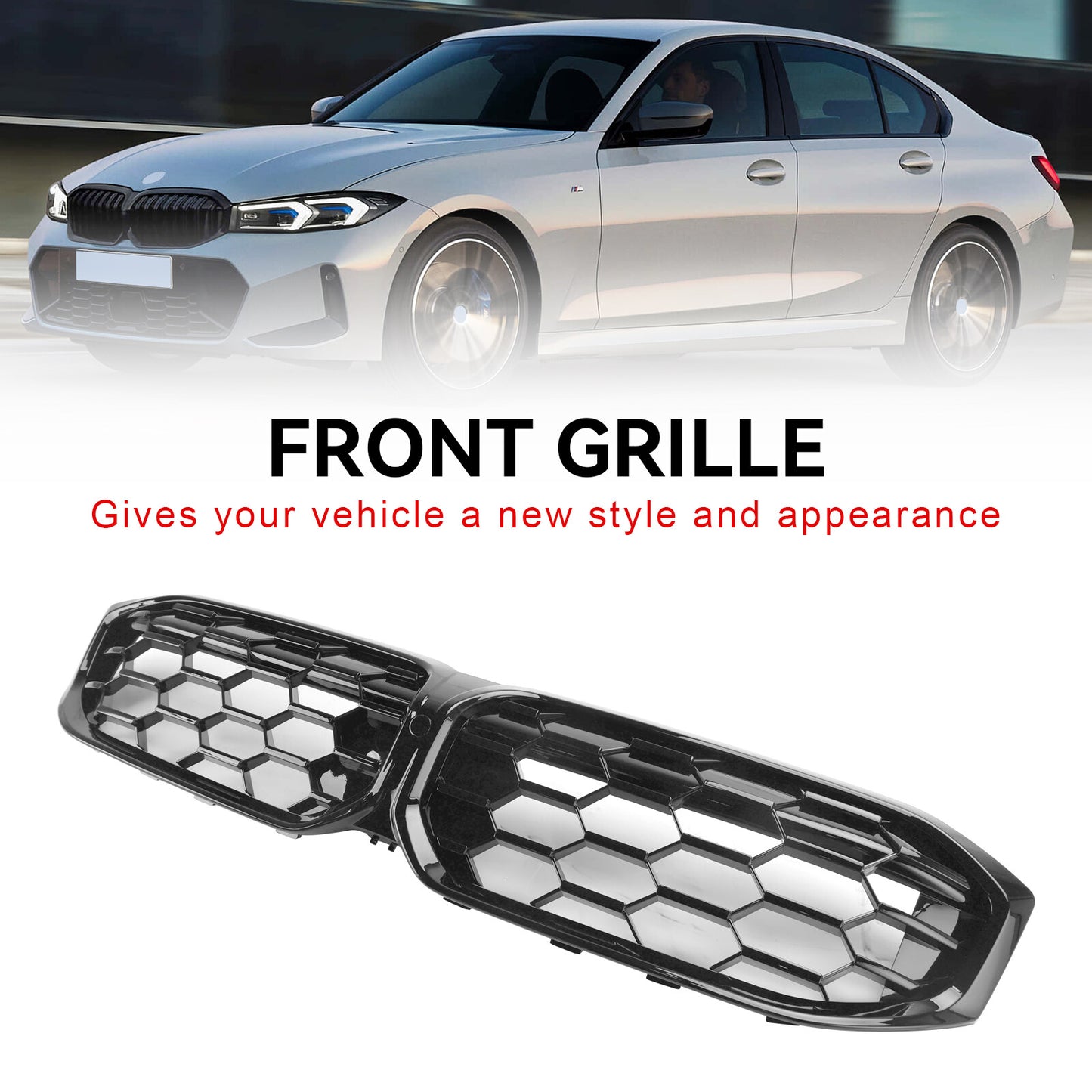Gloss Black Front Kidney Grill Grille fit BMW G20 320i 330i M340i 2023-2024