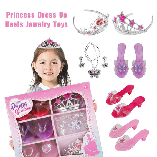 Solid Spare Dress Up Princess Dress Up Heels Jewelry And Tiaras Toys For Little Girls Kids