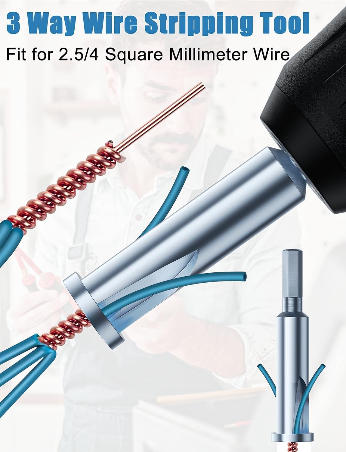 3x Wire Stripping&Twisting Tool Electrical Drill Wire Stripper Cable Nut Twister