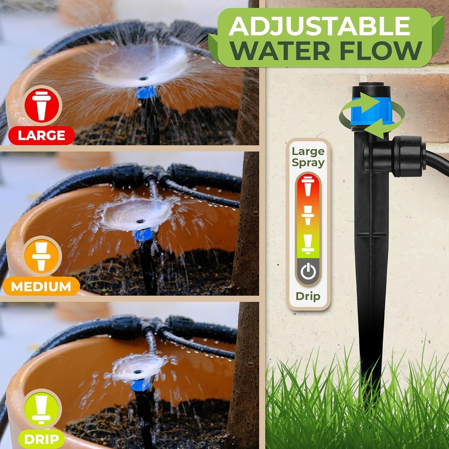 30Pcs 360?? Adjustable Water Flow Irrigation Drippers Stake Emitter Drip System
