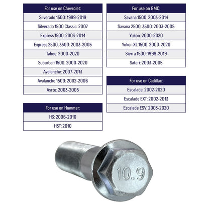 Front Wheel Hub Bolt for Chevy Silverado Express GMC Savana Cadillac Escalade(6)