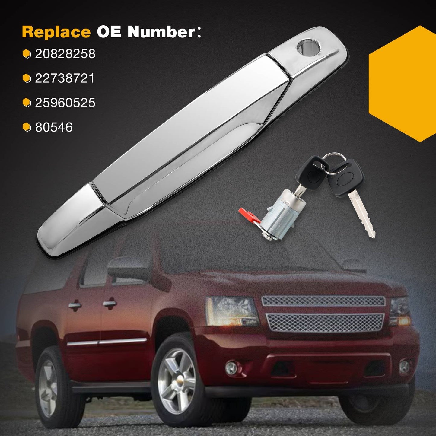 Exterior Door Handle Driver Side w/ Lock Cylinder For 2007-13 Chevy GMC Cadillac