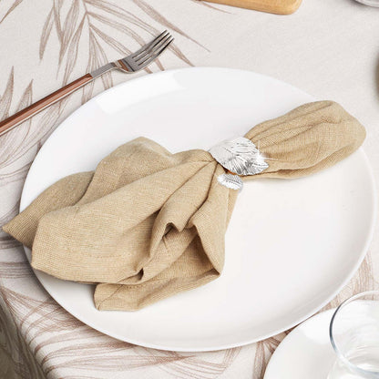 ??12PCS Silver Napkin Rings Leaf Napkin Holder Adornmen Alloy