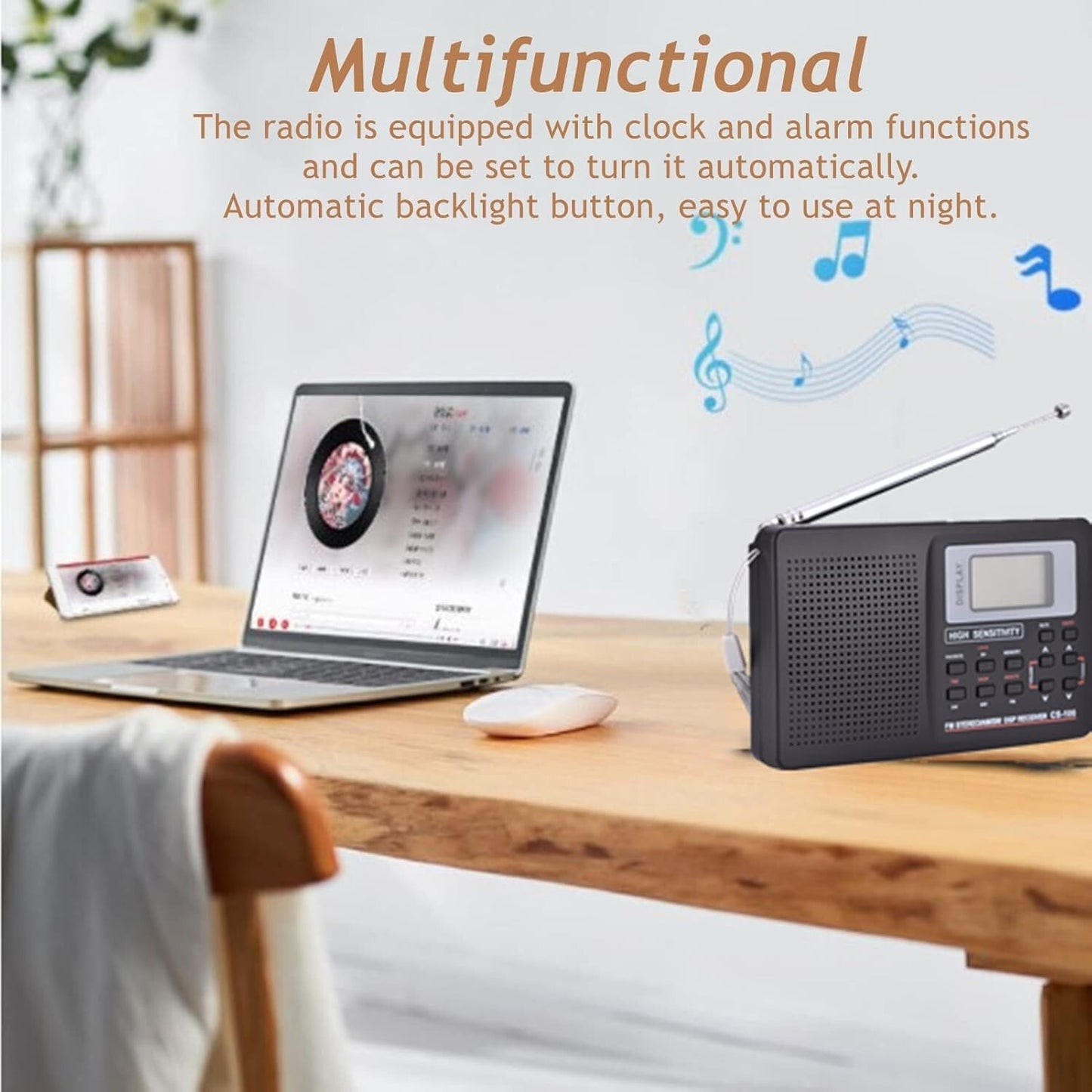 Portable Full Band AM/FM/SW/MW/LW Radio Digital Stereo Speaker Player+Headphones