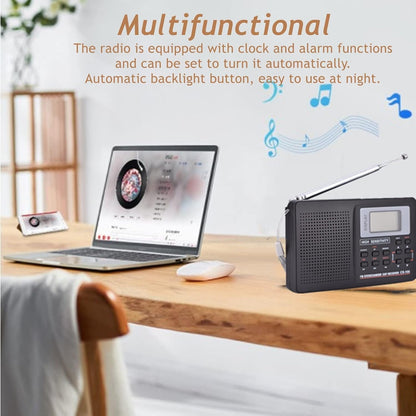 Portable Full Band AM/FM/SW/MW/LW Radio Digital Stereo Speaker Player+Headphones
