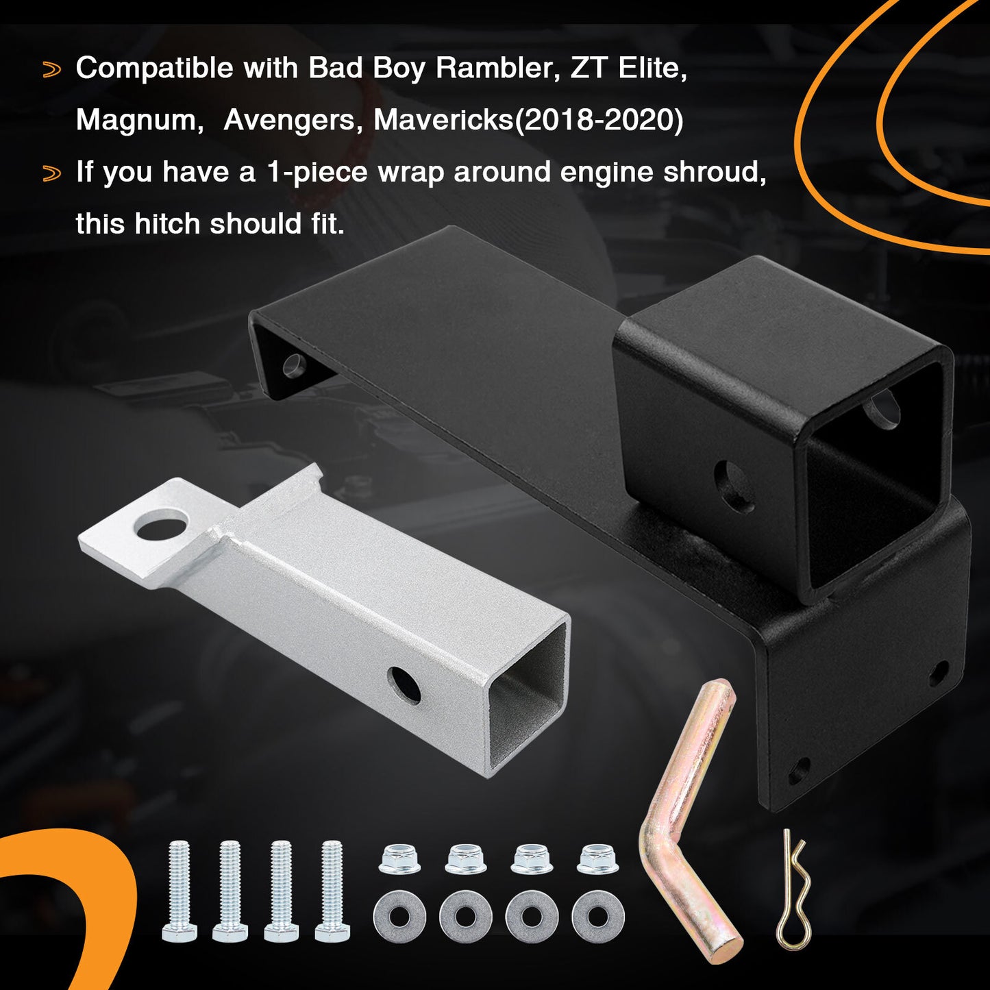 Black 2" Trailer Hitch Receivers Kit For ZT Elite Magnum Avengers Mavericks
