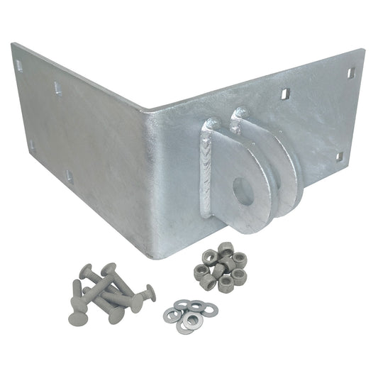 Solid Spare Floating Dock Outside Corner Hinge Plate, Female - Heavy-Duty Galvanized Steel