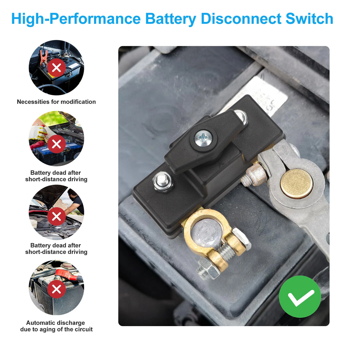 2pcs Battery Disconnect Switch 12V/24V 250A 1000A for Car RV Boat Power Cut Off