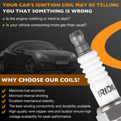 Ignition Coils & Iridium Spark Plugs w/ Wire Fit 91-01 Ford F150 Lincoln Mercury