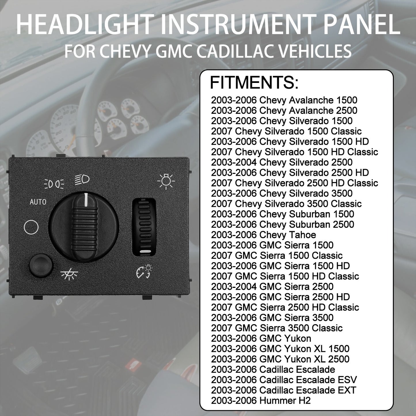 Headlight Switch & Fog Light Switch Button for 03-07 Chevy Silverado GMC Sierra