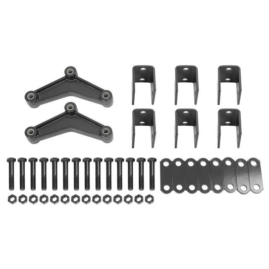 Solid Spare Trailer Axle Shackle Kit Powder Coated Equalizer+ Shackle Strap +Hanger Kit
