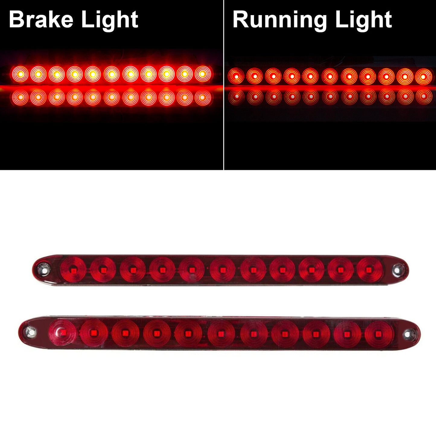 Solid Spare 4PCS 16" Red Truck Trailer Light Bar 11 LED Stop Turn Tail Brake Lights Strip