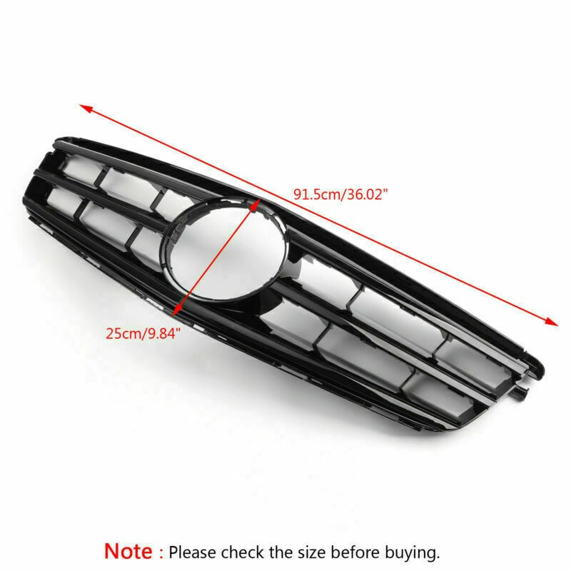 ??Front Bumper Grille For For Benz C Class W204 W/LED Emblem C300/C350 08-14 Blk