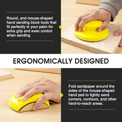 2PCS 5 in Mouse Round Hand Sander Sanding Block Tools Hook Loop Disc Backing Pad