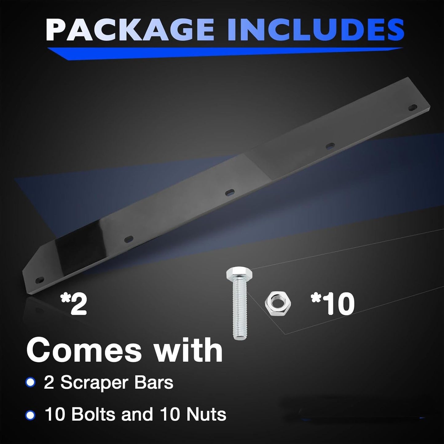 2-Pack 1/2" Poly Cutting Edge Scraper Bar For John Deere 54" Snow Plow M75679